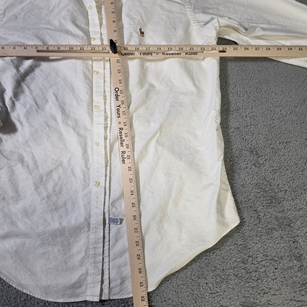 Ralph Lauren Mens 16-32 Yarmouth Button Down Shirt White Cotton Oxford Long Slv - Picture 4 of 10